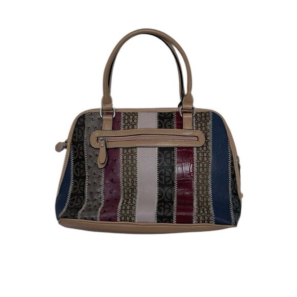 Giani Bernini Med Tote Bag Multi-Color Patchwork Striped Shoulder Bag Purse - Picture 3 of 16